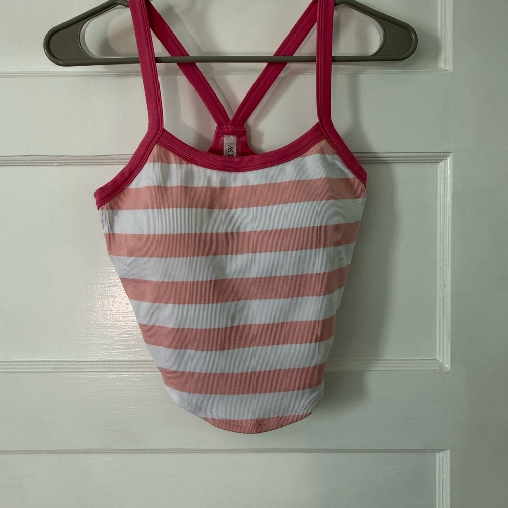 Striped Pink and White Tank Top